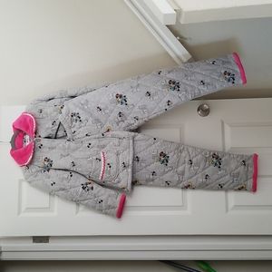 Women's Gray and Pink Quilted Pajama Set